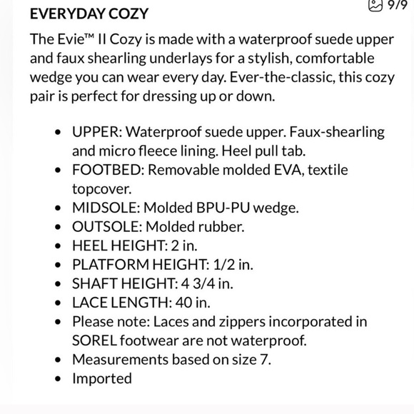 NWOT Sorel Evie II Cozy bootie, tan with off white Sherpa. Wedge, women’s 10 - Picture 6 of 7